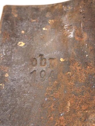 Spaten  Wehrmacht, ungereinigtes Stück aus Scheunenfund, Hersteller ohp 1944 ?