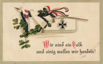 1. Weltkrieg, Ansichtskarte "Wir sind ein Volk und...