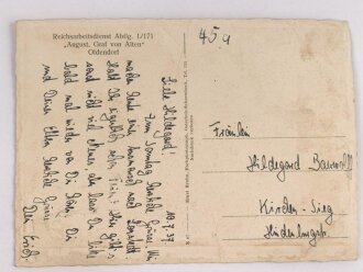 Ansichtskarte "Reichsarbeitsdienst Abtlg. 1/171 - August, Graf von Alten Oldendorf"