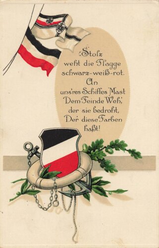 1. Weltkrieg, Ansichtskarte "Stolz weht die Flagge..."