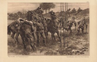 1. Weltkrieg, Ansichtskarte "Reiterei im Fussgefecht...