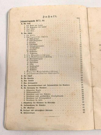 "Das Infanteriegewehr M / 71.84, Stuttgart 1887 mit 44 Seiten. DIN A5