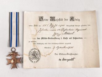 Bayern , Verleihungs Urkunde für das Militär...