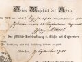 Bayern , Verleihungs Urkunde für das Militär Verdienstkreuz 3.Klasse mit Schwertern. Ausgestellt auf einen Gefreiten im Infanterie Regiment 23. Dazu die Auszeichnung, ein Band beiliegend