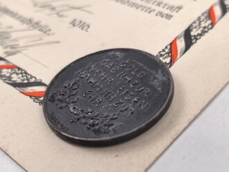 1.Weltkrieg, "Sammlung von Goldschmuck 1916" Schmuckblatturkunde von 1916,  dazu die Medaille  " In eiserner Zeit"