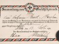 1.Weltkrieg, "Sammlung von Goldschmuck 1916" Schmuckblatturkunde von 1916,  dazu die Medaille  " In eiserner Zeit"