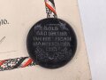 1.Weltkrieg, "Sammlung von Goldschmuck 1916" Schmuckblatturkunde von 1916,  dazu die Medaille  " In eiserner Zeit"