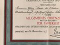 Hessen, Verleihungsurkunde Allgemeines Ehrenzeichen für Tapferkeit, ausgestellt auf einen Angehörigen im Feldartillerie Regiment 25 . Mehrfach gefaltet