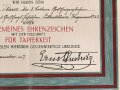 Hessen, Verleihungsurkunde Allgemeines Ehrenzeichen für Tapferkeit, ausgestellt auf einen Angehörigen im Feldartillerie Regiment 25 . Mehrfach gefaltet