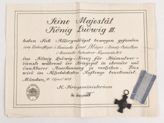 Bayern , Verleihungs Urkunde für das König...