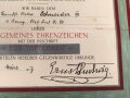 Hessen, Verleihungsurkunde Allgemeines Ehrenzeichen für Tapferkeit, ausgestellt auf einen Angehörigen im Reserve Infanterie Regiment 80 . Mehrfach gefaltet