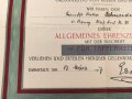 Hessen, Verleihungsurkunde Allgemeines Ehrenzeichen für Tapferkeit, ausgestellt auf einen Angehörigen im Reserve Infanterie Regiment 80 . Mehrfach gefaltet