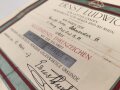 Hessen, Verleihungsurkunde Allgemeines Ehrenzeichen für Tapferkeit, ausgestellt auf einen Angehörigen im Reserve Infanterie Regiment 80 . Mehrfach gefaltet
