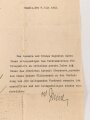 Preussen, Verleihungsurkunde zum Verdienstkreuz für Kriegshilfe, ausgestellt auf einen Gemeidevorsteher am 3.Juni 1918. Mehrfach gefaltet, dazu das Verdienstkreuz am Band