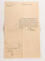 Preussen, Verleihungsurkunde zum Verdienstkreuz für Kriegshilfe, ausgestellt auf einen Gemeidevorsteher am 3.Juni 1918. Mehrfach gefaltet, dazu das Verdienstkreuz am Band