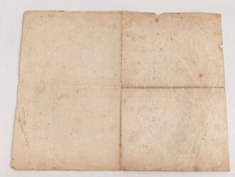 Preussen, Verleihungsurkunde zur Kriegs Denkmünze 1870/71 für Combattanten, ausgestellt am 1.8.1871 auf einen Angehörigen im Füsilier Regiment 73. Eigenhändige Unterschrift Oberst und Regimentskommandeur. Mehrfach gefaltet