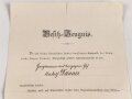 Bayern , Besitzzeugnis zur Jubiläumsmedaille 1905. Mittig gefaltet, dazu die Medaille am Band