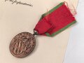 Bayern , Besitzzeugnis zur Jubiläumsmedaille 1905. Mittig gefaltet, dazu die Medaille am Band