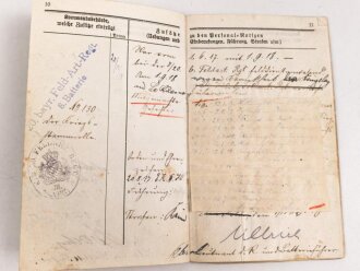 Bayern , Besitzzeugnisse und Militär Paß für einen Angehörigen im Feldartillerie Regiment 20.