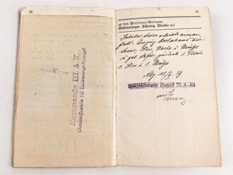 Bayern , Besitzzeugnisse und Militär Paß für einen Angehörigen im Feldartillerie Regiment 20.
