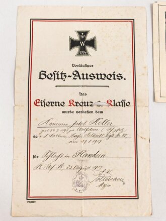 Bayern , Besitzzeugnisse und Militär Paß für einen Angehörigen im Feldartillerie Regiment 20.