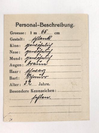 Bayern , Vorläufiger Ausweis für das Eiserne Kreuz II.Klasse, ausgestellt auf einen Angehörigen Reserve Feldlazarett 71 am 7.11.1918.