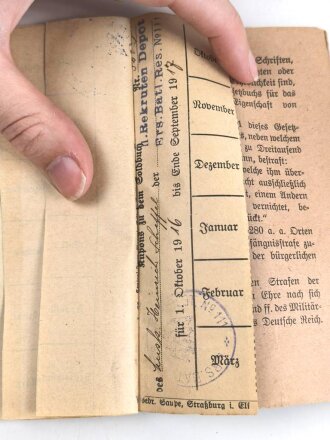 Bayern , Vorläufiger Ausweis für das Eiserne Kreuz II.Klasse, ausgestellt auf einen Angehörigen Reserve Feldlazarett 71 am 7.11.1918.