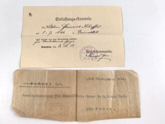 Bayern , Vorläufiger Ausweis für das Eiserne Kreuz II.Klasse, ausgestellt auf einen Angehörigen Reserve Feldlazarett 71 am 7.11.1918.