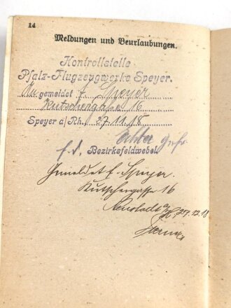 Bayern , Vorläufiger Ausweis für das Eiserne Kreuz II.Klasse, ausgestellt auf einen Angehörigen Reserve Feldlazarett 71 am 7.11.1918.