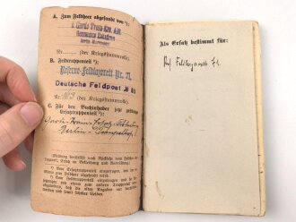 Bayern , Vorläufiger Ausweis für das Eiserne Kreuz II.Klasse, ausgestellt auf einen Angehörigen Reserve Feldlazarett 71 am 7.11.1918.