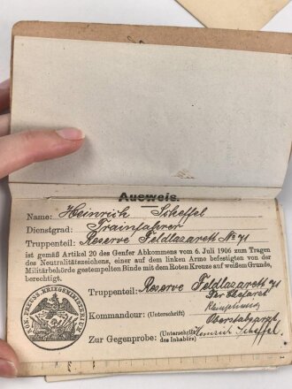 Bayern , Vorläufiger Ausweis für das Eiserne Kreuz II.Klasse, ausgestellt auf einen Angehörigen Reserve Feldlazarett 71 am 7.11.1918.