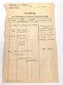Bayern , Vorläufiger Ausweis für das Eiserne Kreuz II.Klasse, ausgestellt auf einen Angehörigen Reserve Feldlazarett 71 am 7.11.1918.
