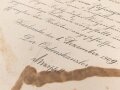 Baden, Verleihungsurkunde zum Verdienstkreuz vom Zähringer Löwen, ausgestellt 1909. Verschmutzt und mehrfach gefaltet