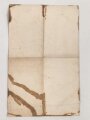 Baden, Verleihungsurkunde zum Verdienstkreuz vom Zähringer Löwen, ausgestellt 1909. Verschmutzt und mehrfach gefaltet