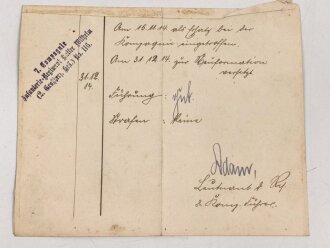 Hessen, Verleihungsurkunde Allgemeines Ehrenzeichen für Tapferkeit, ausgestellt auf einen Angehörigen im Reserve Infanterie Regiment 118 . Mehrfach gefaltet, geklebt