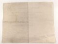Kaiserliche Marine, vorläufiges Besitzzeugnis für das Eiserne Kreuz 2. Klasse 1914, ausgestellt am 21.9.1916 auf einen Bootsmannsmaaten bei der Nordseevorpostenflotille. Mehrfach gefaltet