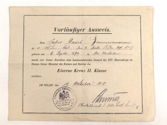 Preussen, vorläufiger Ausweis  für das Eiserne...