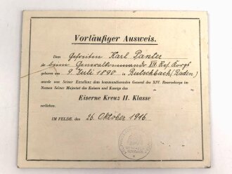 1.Weltkrieg, Vorläufiger Ausweis für das...