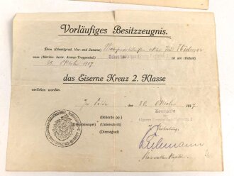 Baden, Verleihungsurkunden eines Matrosen Artilleristen beim schweren Korps Artillerie Regiment 2.