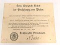Baden, Verleihungsurkunden eines Matrosen Artilleristen beim schweren Korps Artillerie Regiment 2.