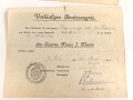 Baden, Verleihungsurkunden eines Matrosen Artilleristen beim schweren Korps Artillerie Regiment 2.