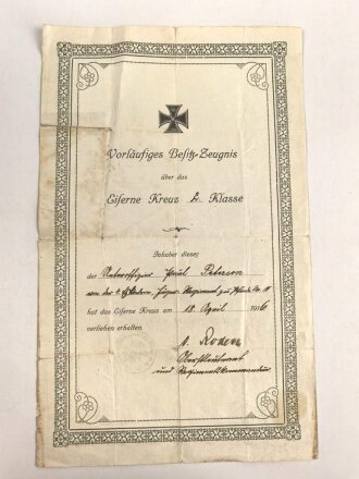 1.Weltkrieg, Vorläufiger Ausweis für das...