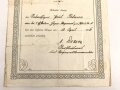 1.Weltkrieg, Vorläufiger Ausweis für das Eiserne Kreuz II.Klasse , ausgestellt am 22.6.1917 auf einen Feldhilfsarzt. Mehrfach gefaltet