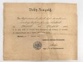 Preussen, Besitz Zeugnis für die zweite Klasse der Landwehr Dienstauszeichnung, augestellt am 2.11.1882. Viel gefaltet und rückseitig beklebt