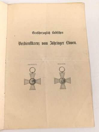 Baden, Verleihungsurkunde zum Verdienstkreuz des...