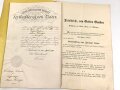 Baden, Verleihungsurkunde zum Verdienstkreuz des Zähringer Löwen, ausgestellt am 24.4.1892 . Großformatig, mehrfach geknickt, dazu die Statuten.