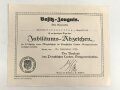 Preussischer Landes Kriegerverband , Besitz Zeugnis zum Jubiläums Abzeichen für 25 jährige treue Mitgliedschaft, ausgestellt am 25.9.1930