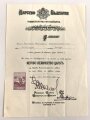 Bulgarien , Verleihungsurkunde für die Bulgarische Kriegserinnerungsmedaille . Ausgestellt am 22.2.1939. Mehrfach gefaltet