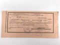 Bulgarien , Legitimation für die Bulgarische Kriegserinnerungsmedaille . Ausgestellt am 16.April 1935. Mehrfach gefaltet