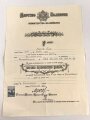 Bulgarien , großformatige Verleihungsurkunde für die Bulgarische Kriegserinnerungsmedaille . Ausgestellt am 20.1.1937. Mehrfach gefaltet, Maße 30 x 42cm